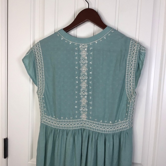 Sundance Light Teal Embroidered Dress Size Medium. - Picture 5 of 9